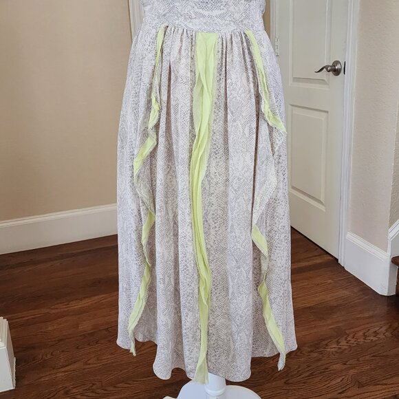 Rebecca Taylor Dress Silk A-Line Sleeveless V-Neck Midi Lined Neutral Size 0 - Picture 4 of 10